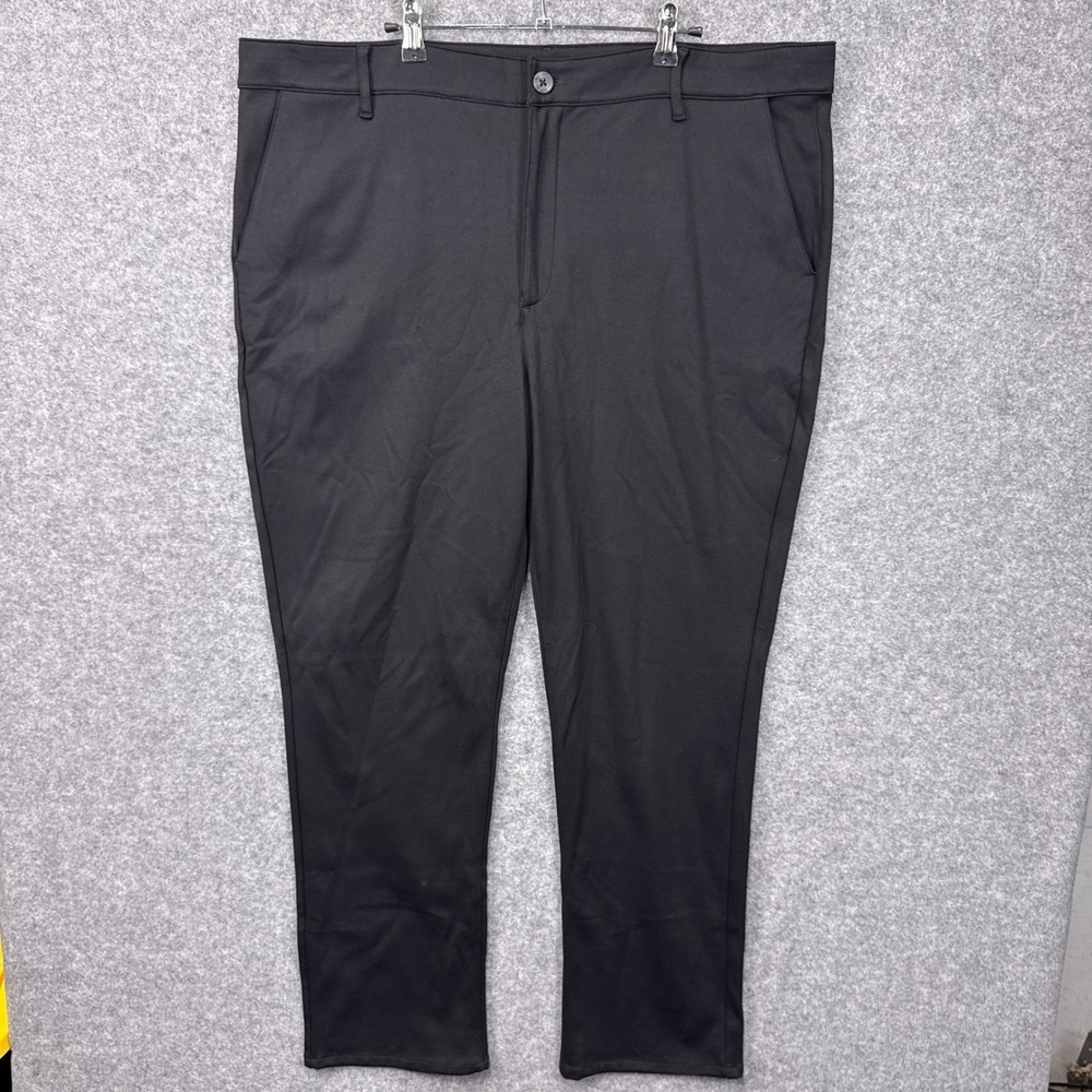 True Classic Chino Pants 42x30 Black Stretch Rayon Nylon Blend Trousers